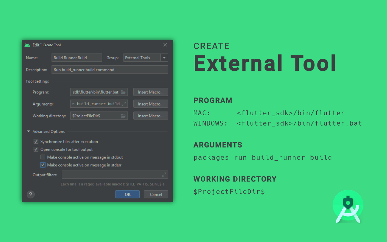 Android Studio: Create External Tool