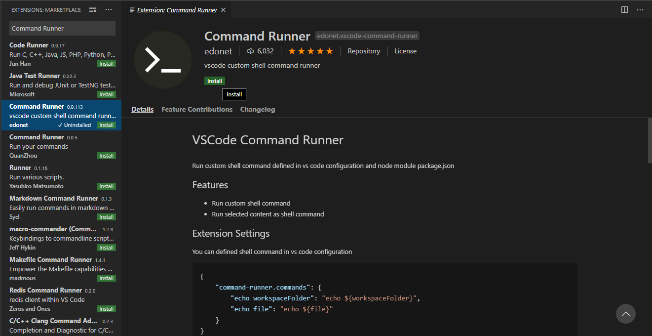 VS Code Plugin: Command Runner
